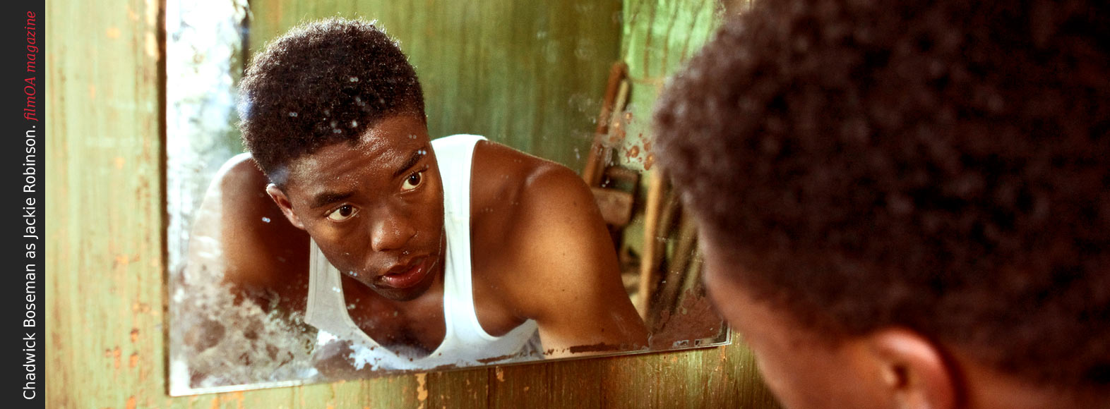 Chadwick Boseman as Jackie Robinson mirror eyes