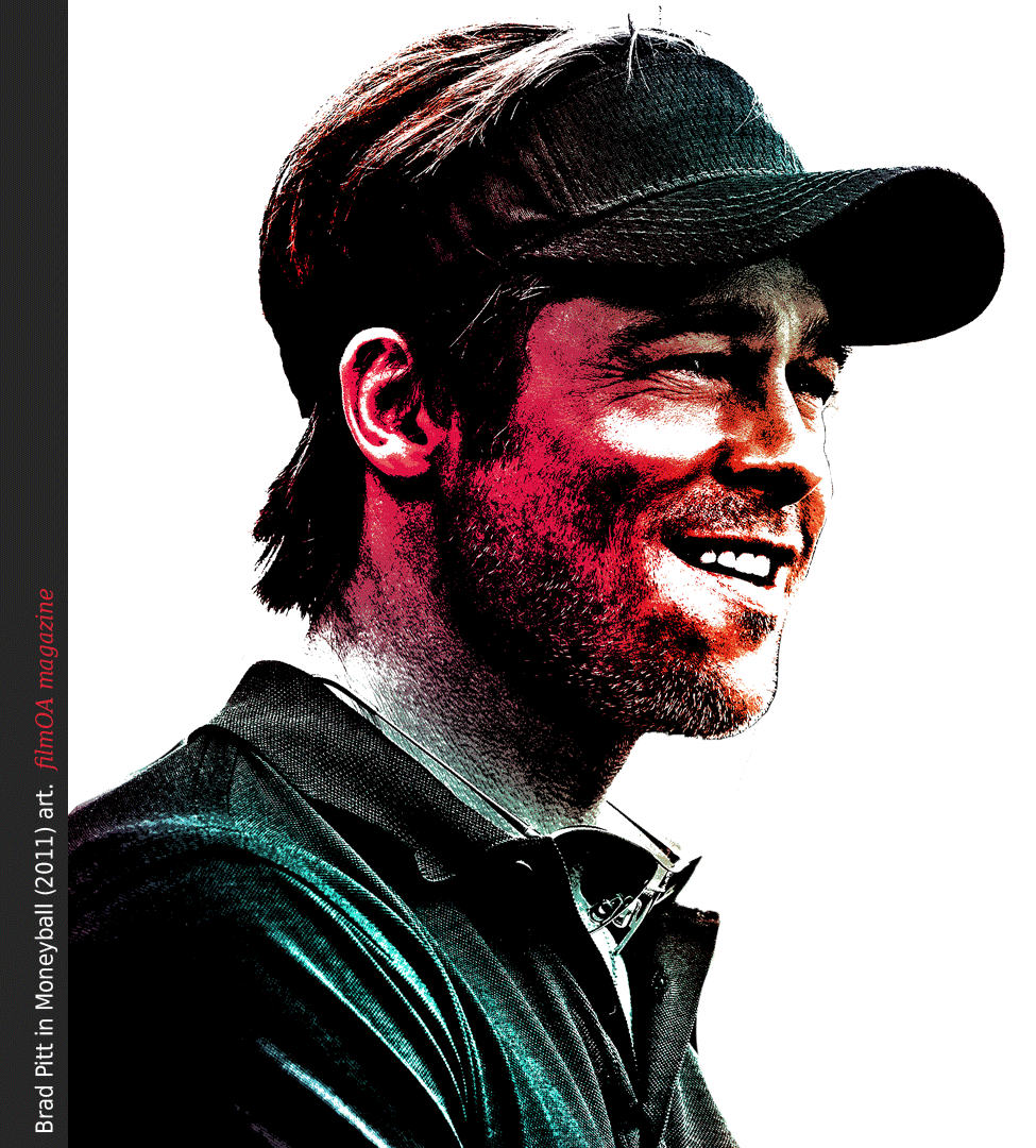 Brad Pitt Moneyball poster art hat sports colors