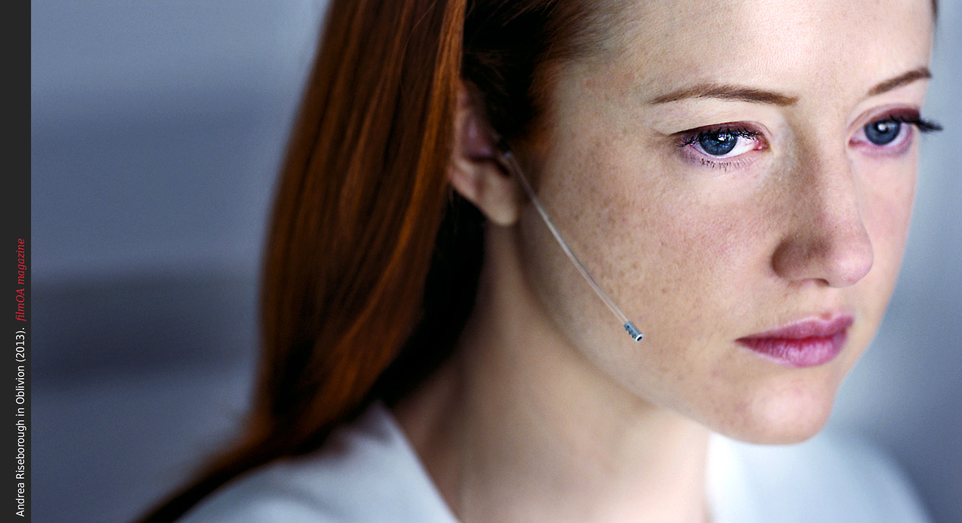 Andrea Riseborough close-up Oblivion blue eyes lips