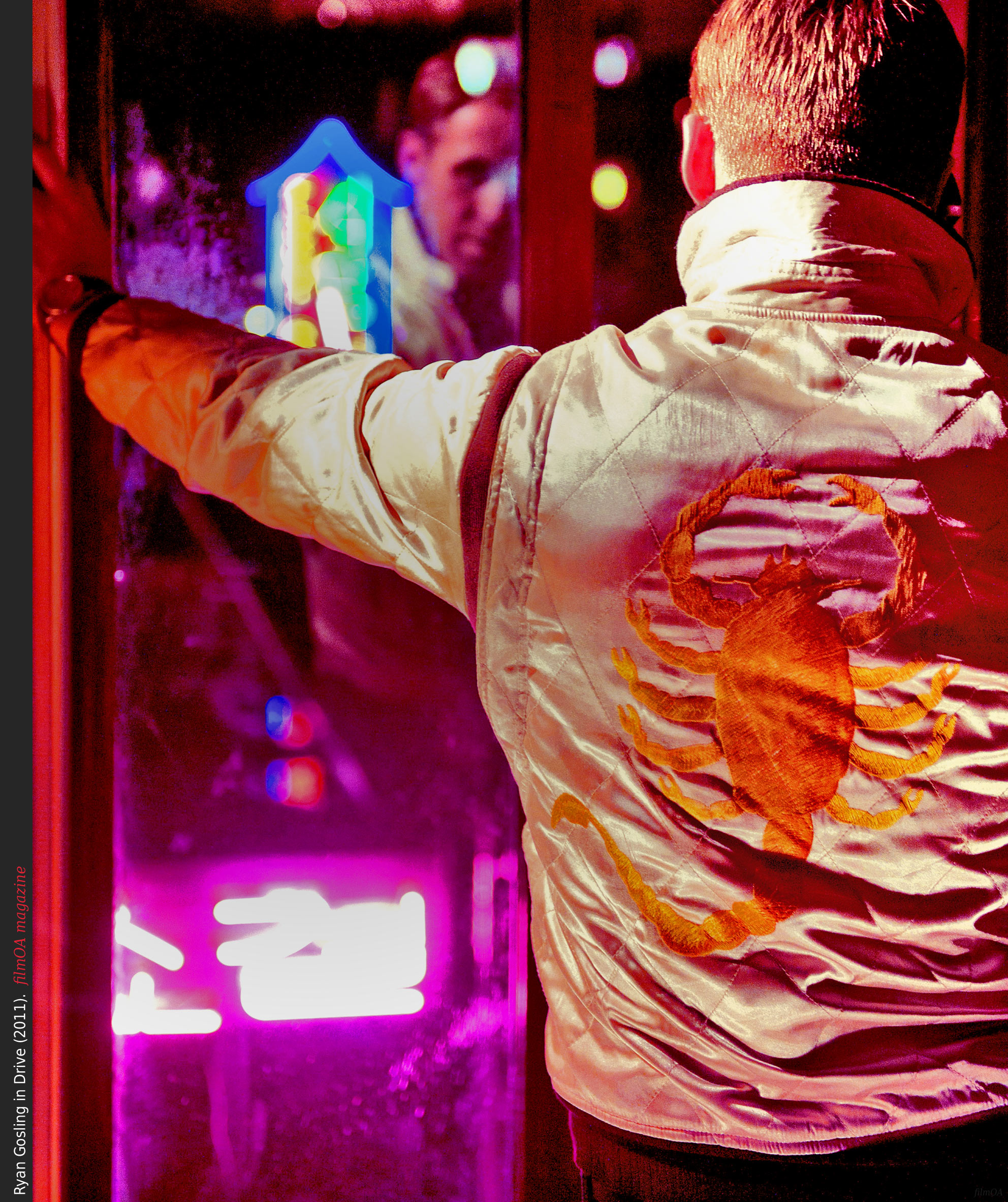 Ryan Gosling Scorpion Jacket in Drive poster 2011