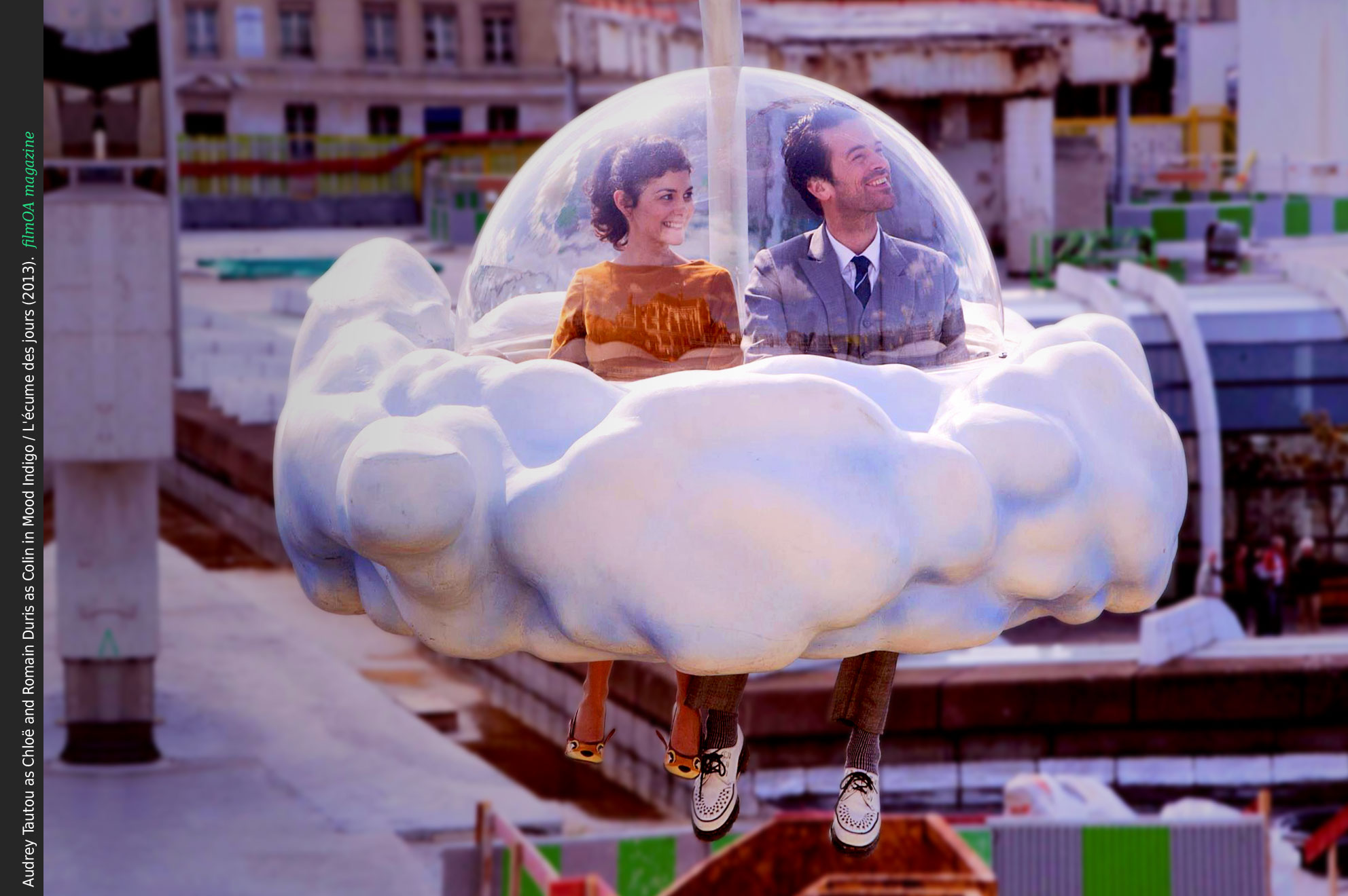 Audrey Tautou and Romain Duris in bubble flying sky Mood Indigo 2013