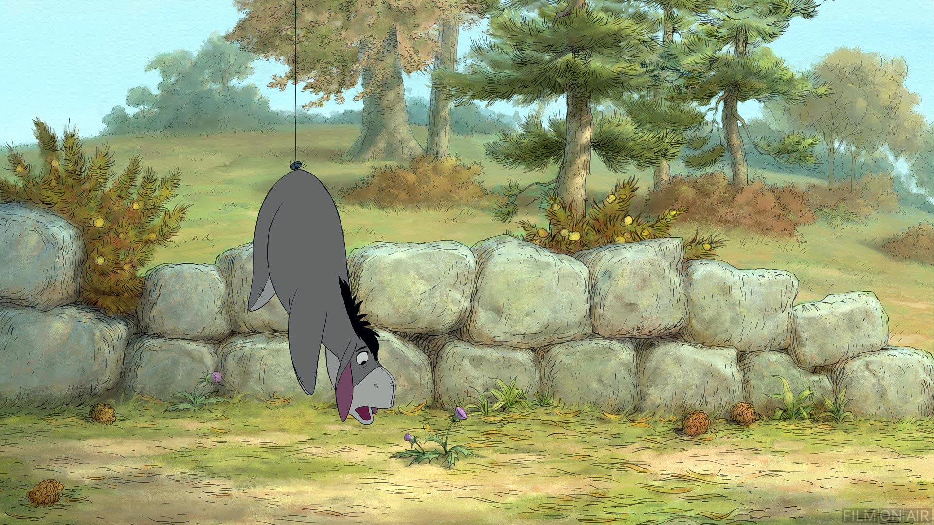 Eeyore Hangs From Tail
 in Winnie the Pooh in Winnie the Pooh