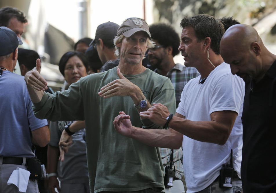Michael Bay on the set of Transformers: Age of Extinction