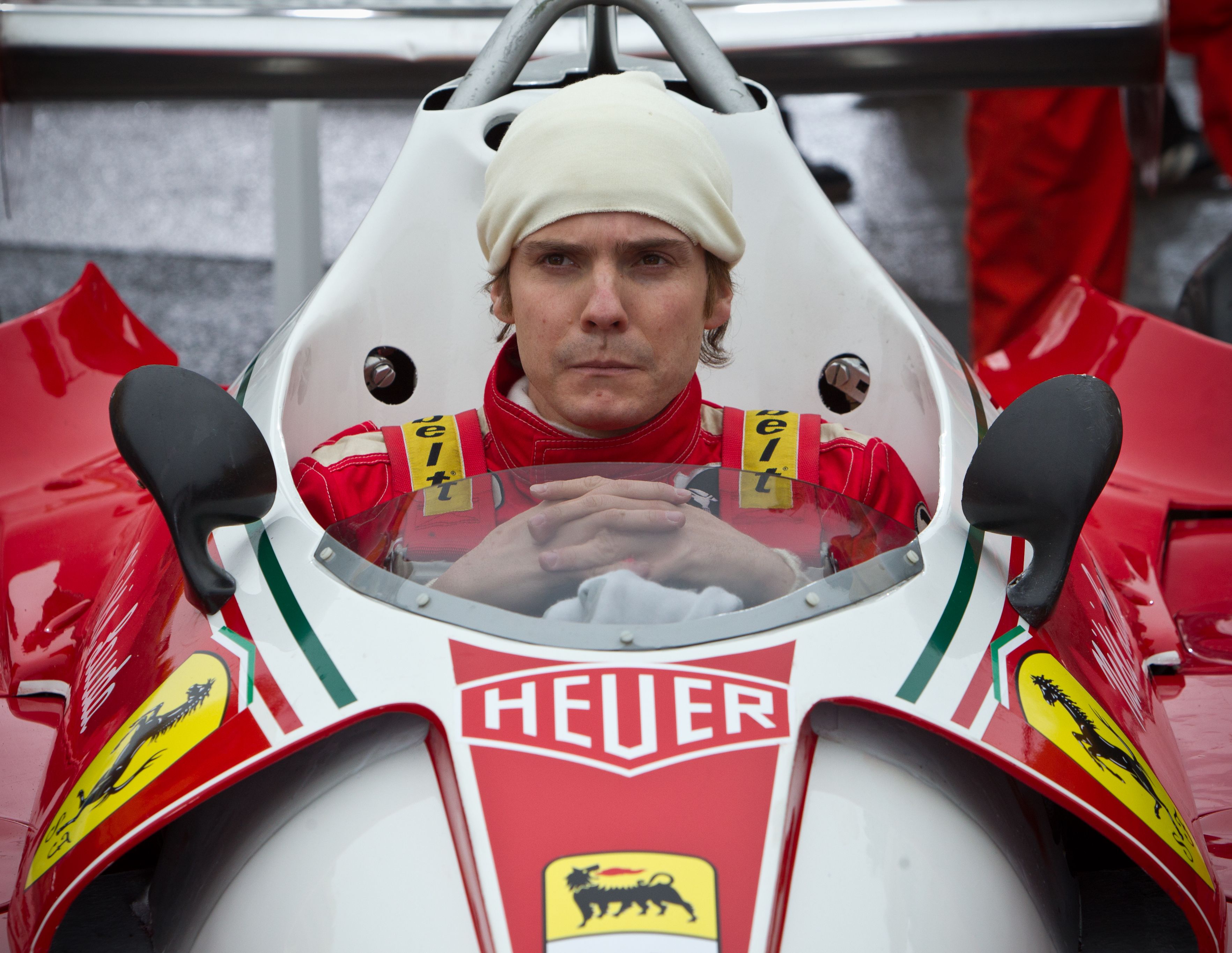 Daniel Brühl in the Ferrari cockpit