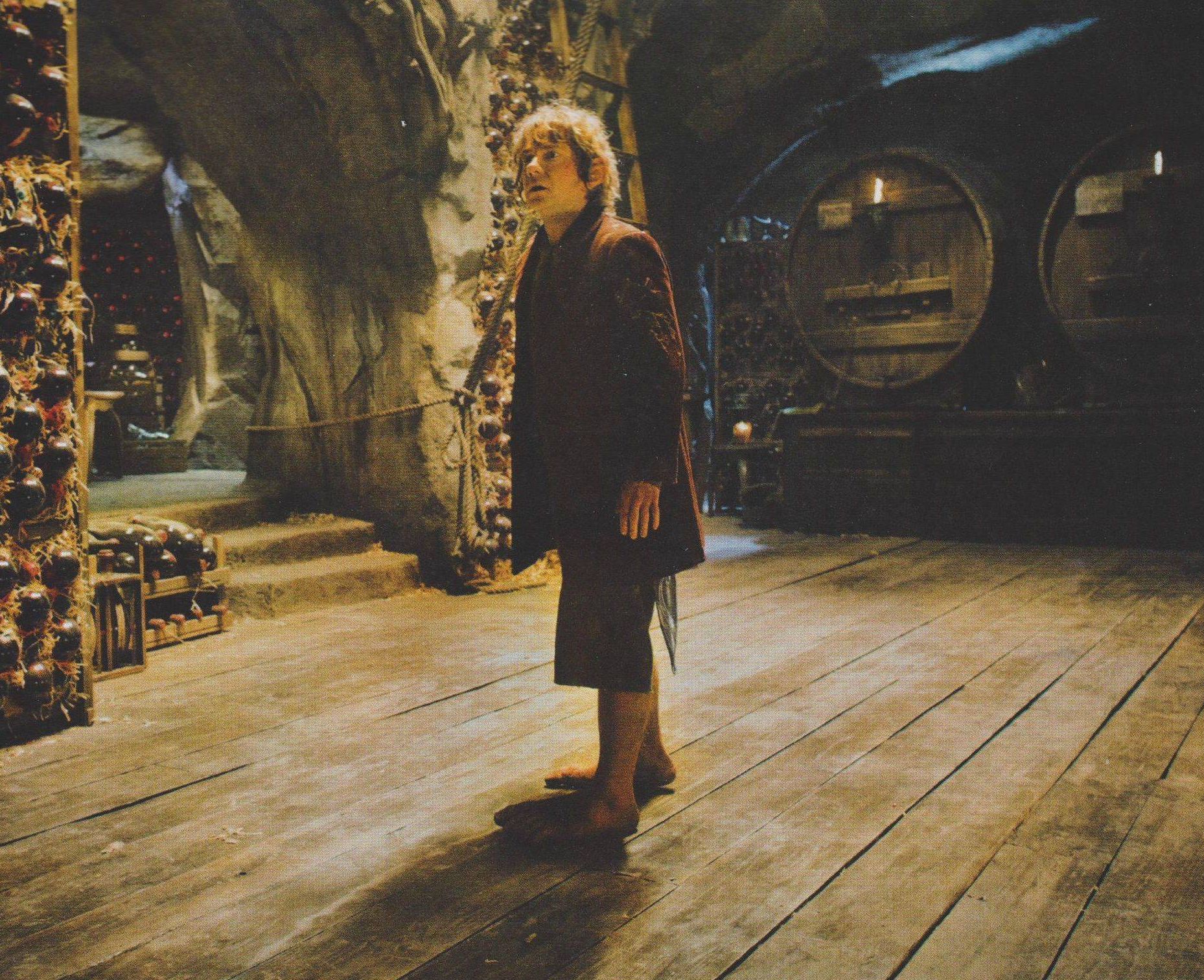 The Hobbit walking around in somekind of cellar