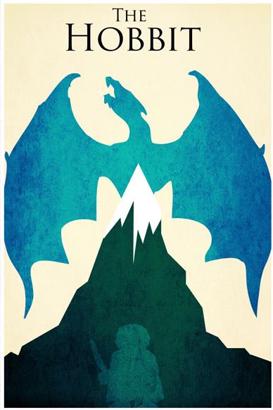 Blue minimalistic Hobbit poster art
