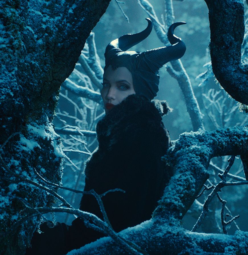 Angelina Jolie Maleficent in the blue woods
