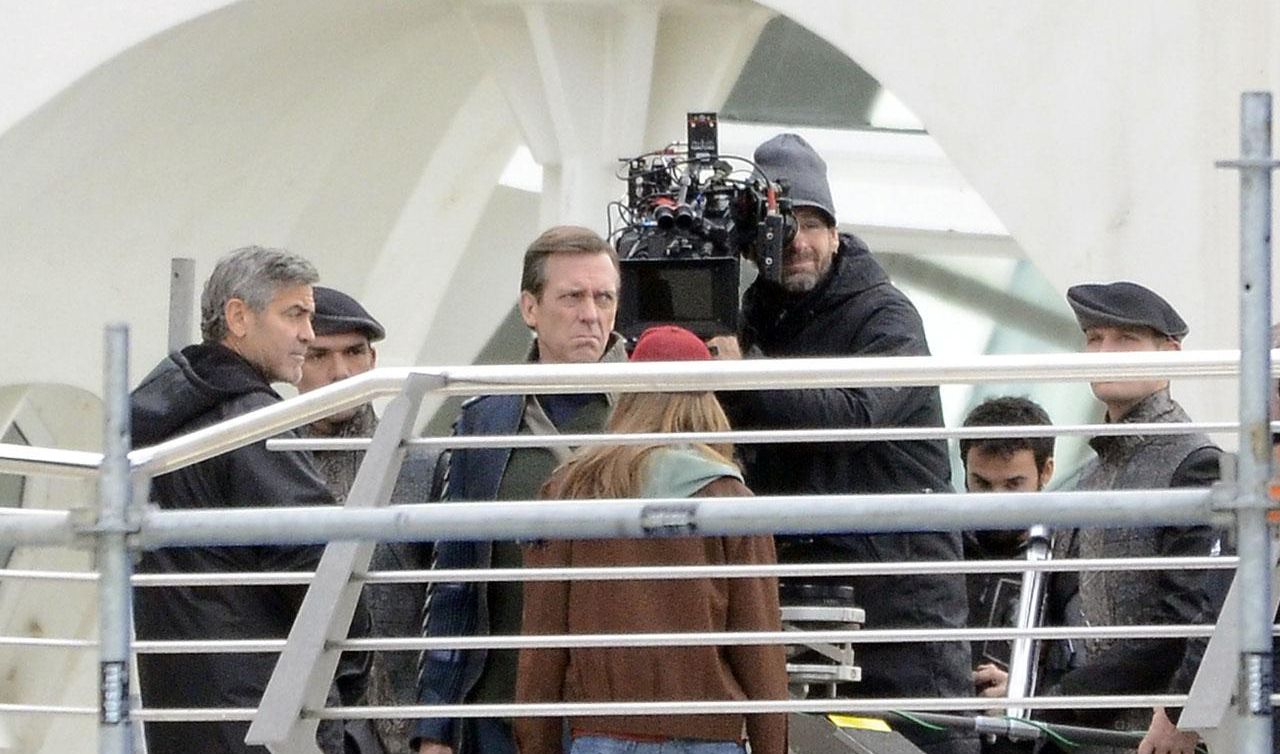 George Clooney & Hugh Laurie on the set of Disney's Tomorrow