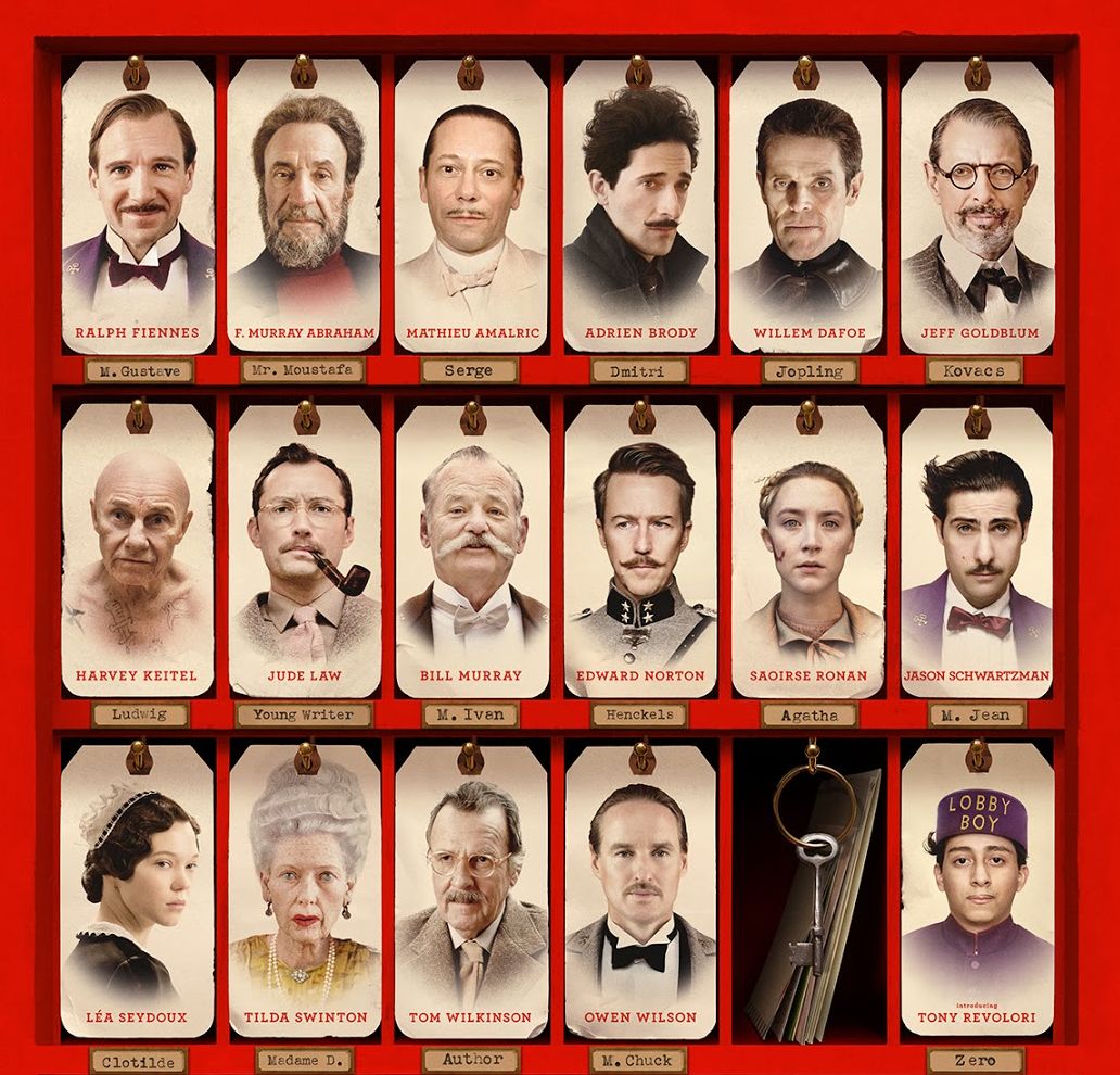 The Grand Budapest Hotel cast overview poster