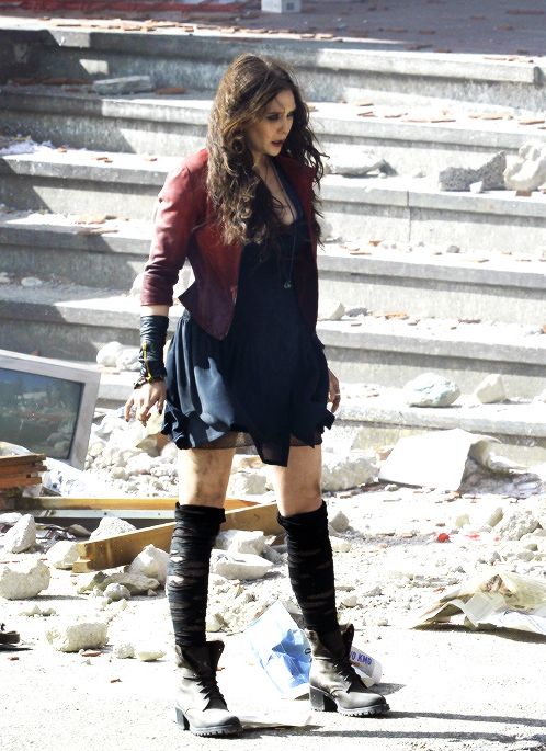 Elizabeth Olsen as Scarlet Witch filming on location for ‘