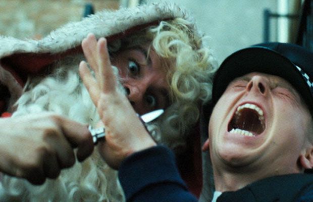 The Santa Claus who stabs Simon Pegg in Hot Fuzz is played b