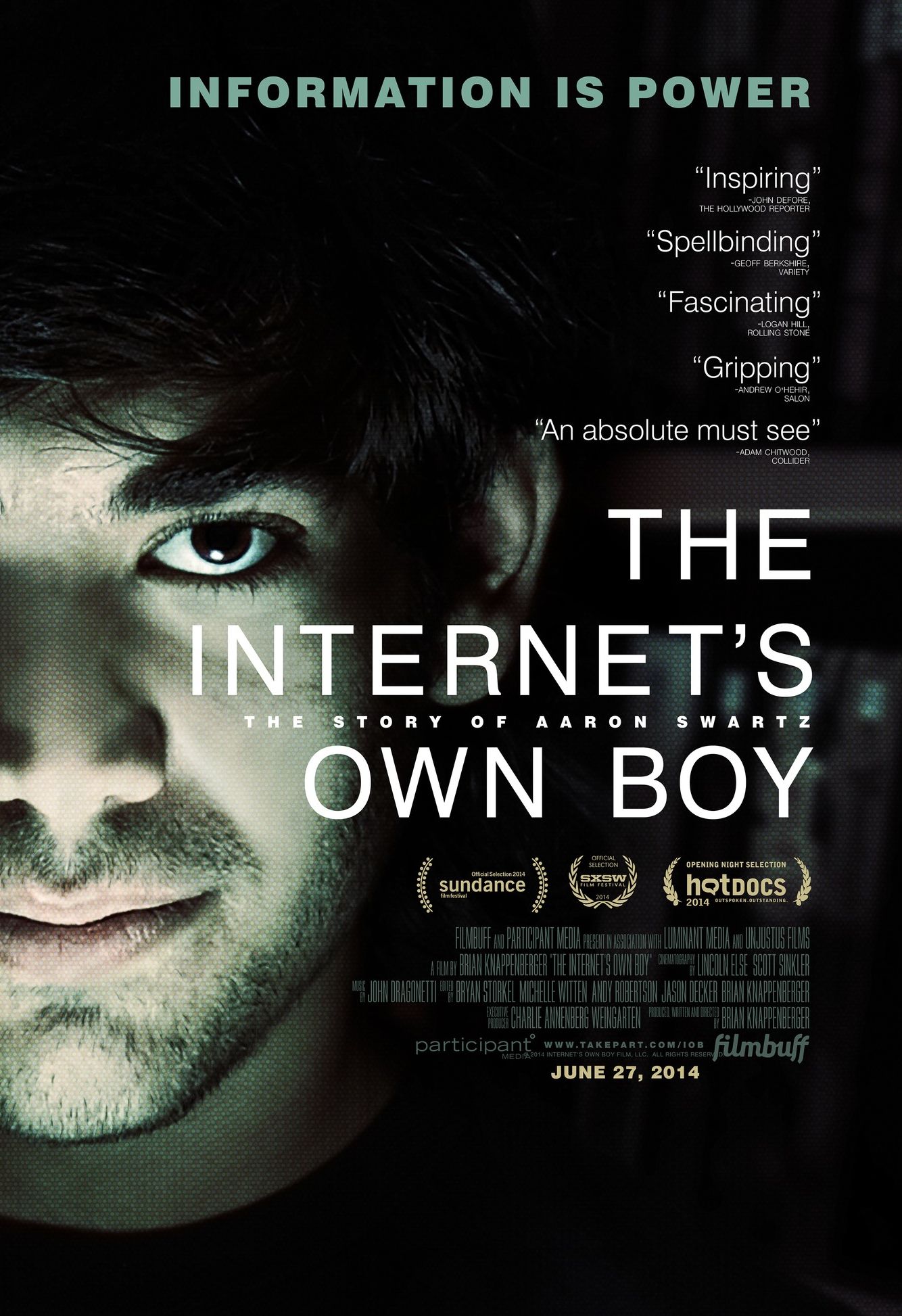 The Internet&#039;s Own Boy Official Poster, release June 27