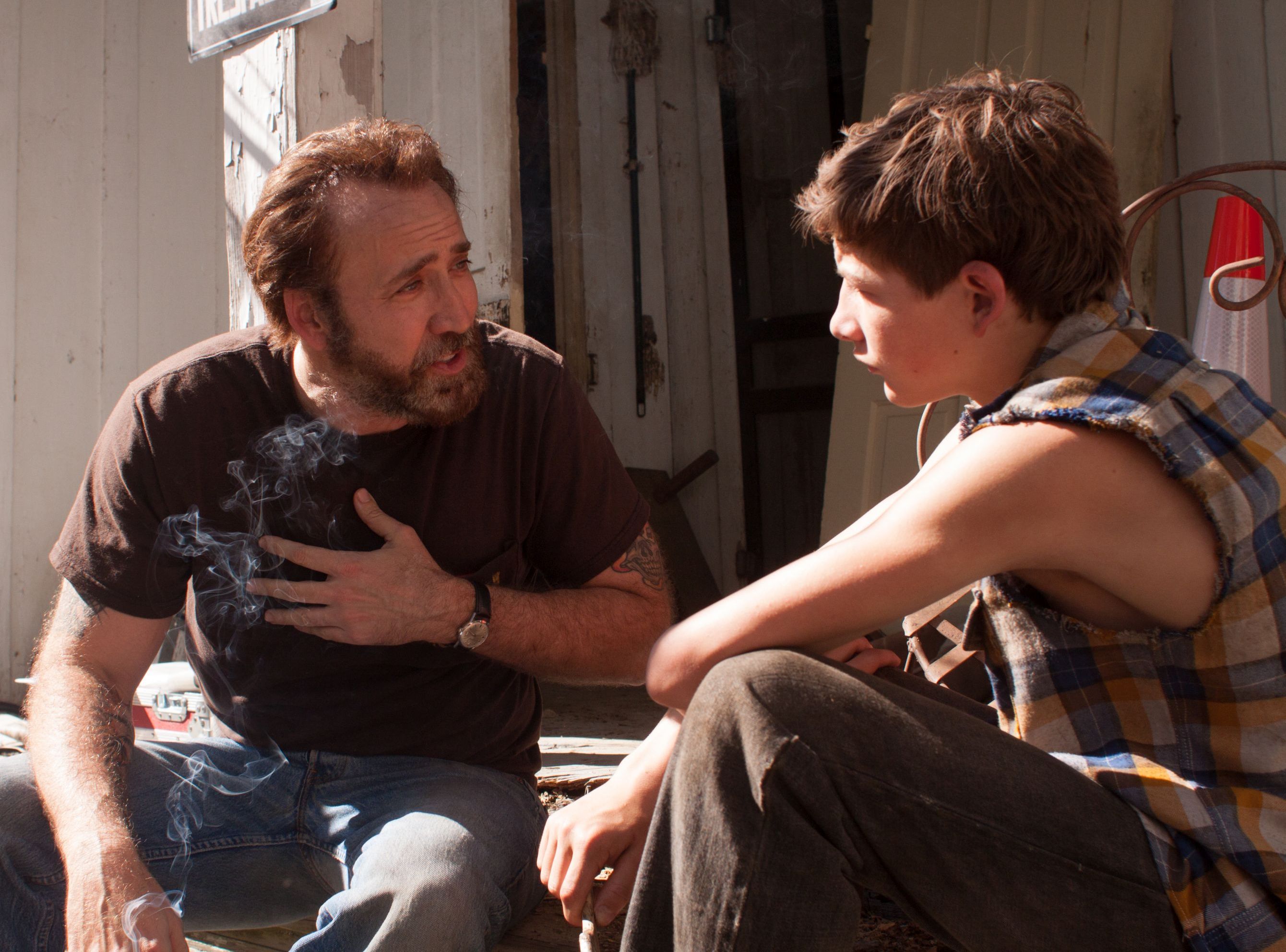 Nicolas Cage and Tye Sheridan hang out