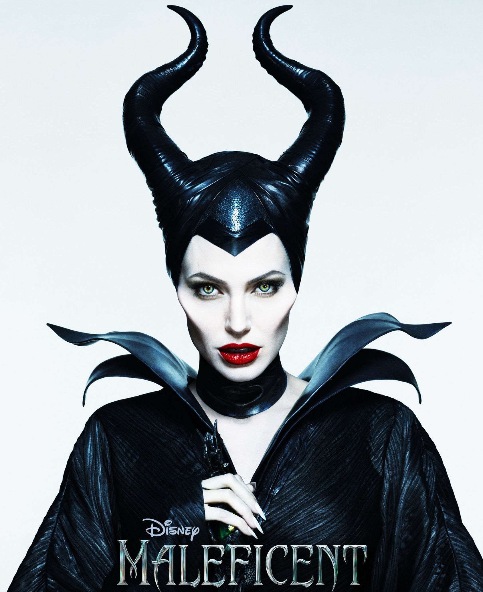 Angelina Jolie creepy clean white Maleficent poster