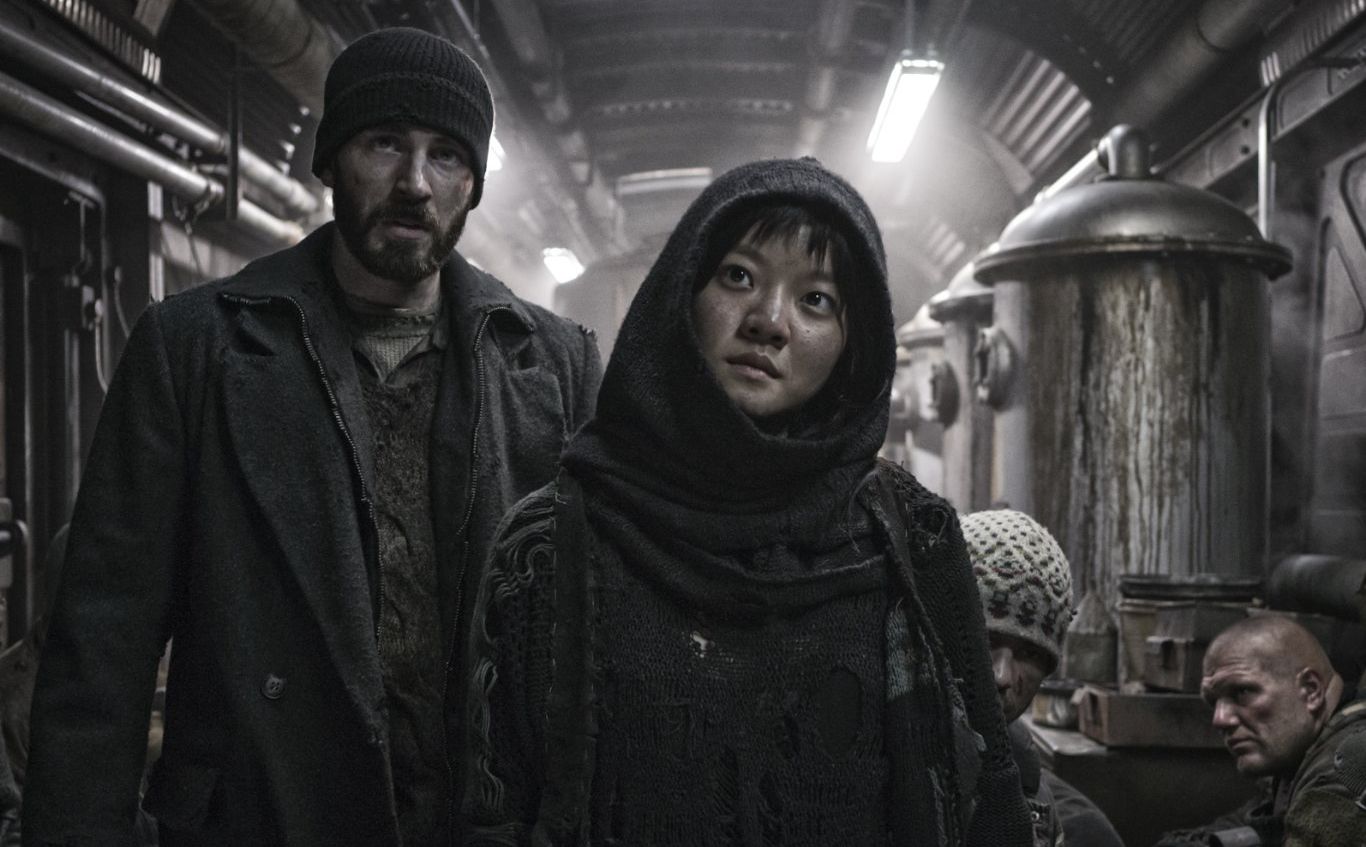 Chris Evans and Ah-sung Ko in Snowpiercer