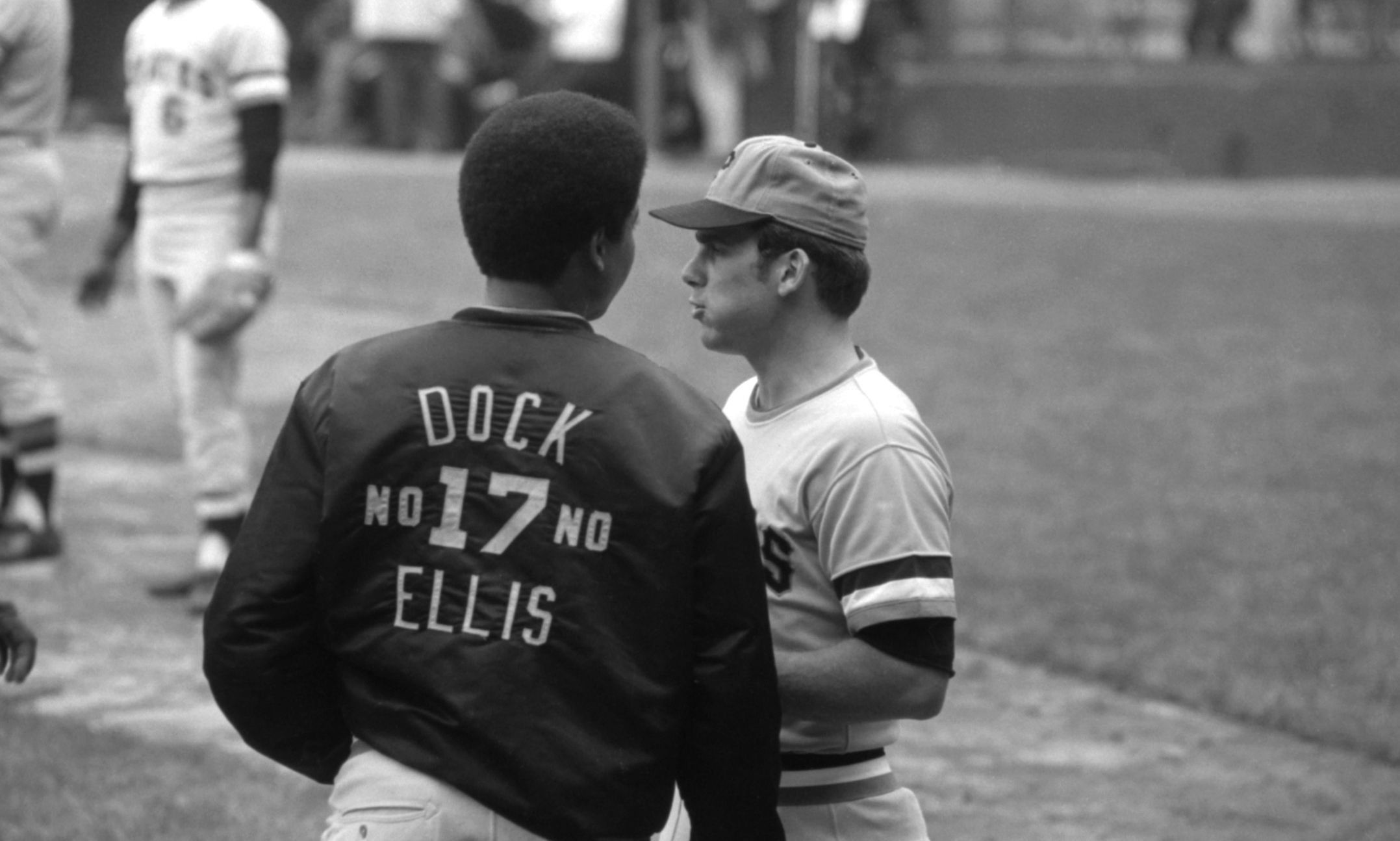 Dock Ellis sporting his &#039;No No&#039; bomber jacket