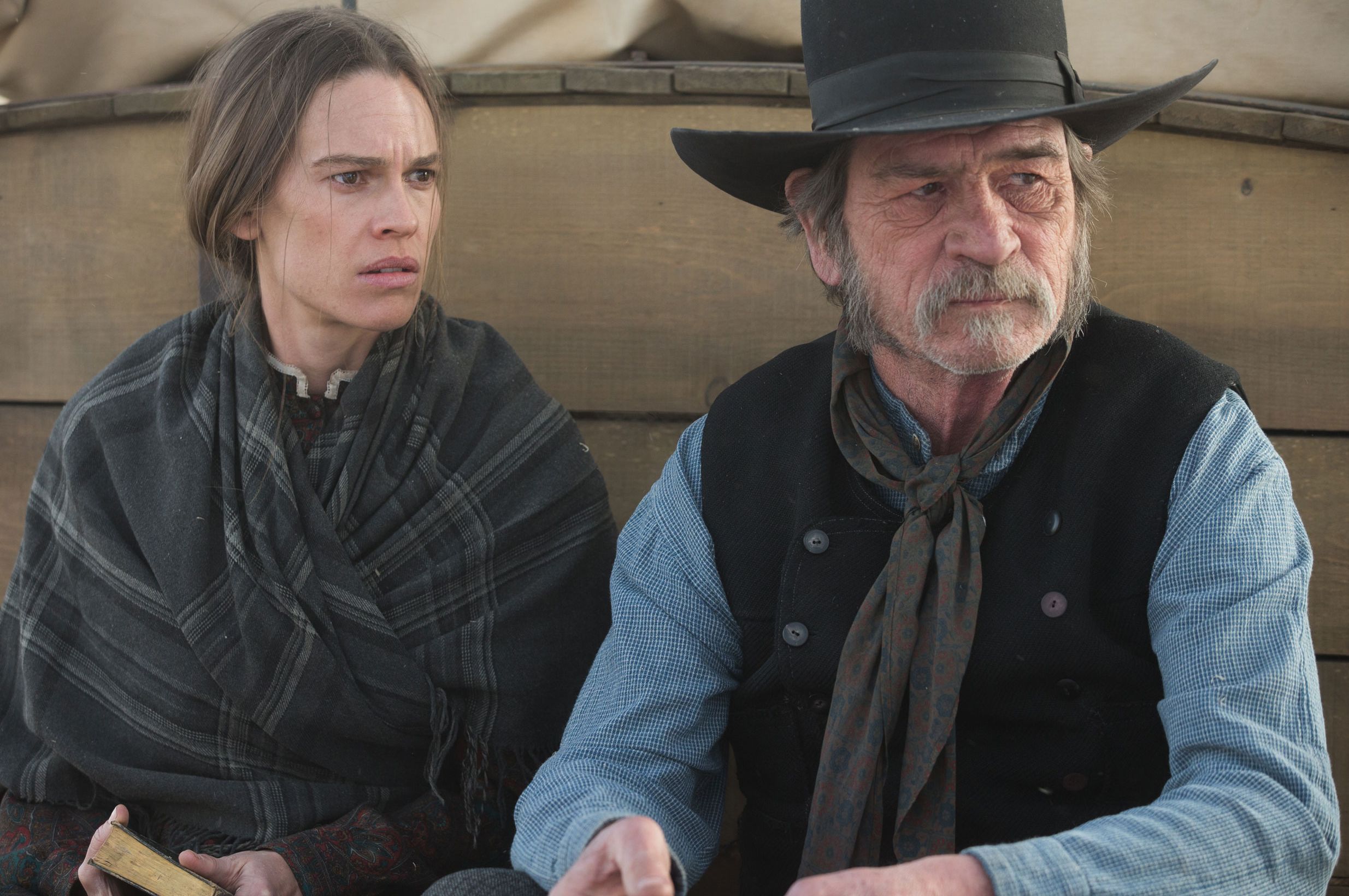 Hilary Swank and Tommy Lee Jones in The Homesman