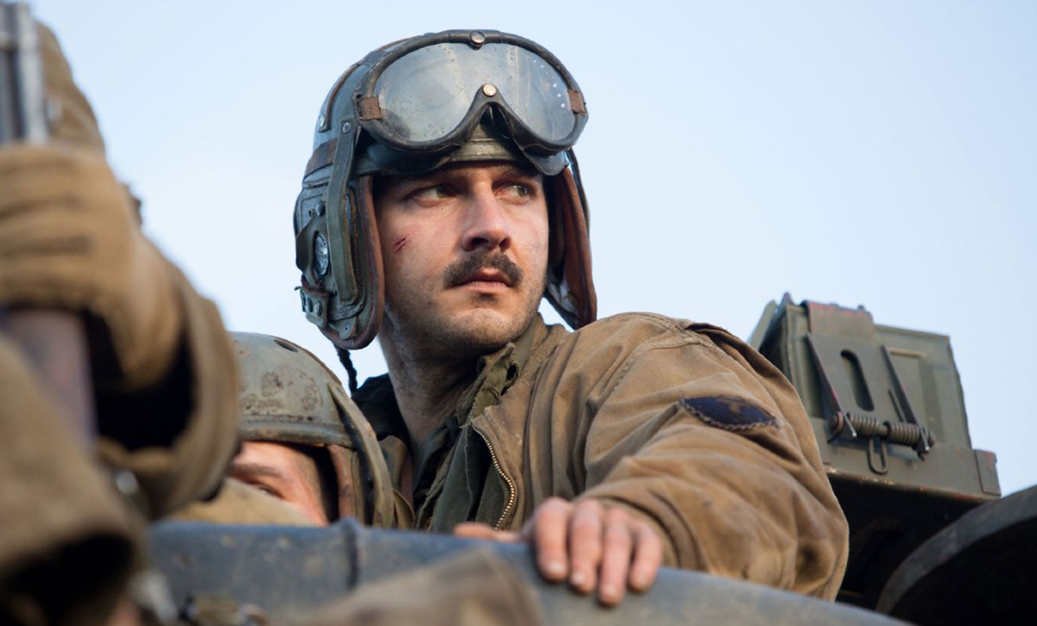 Shia LaBeouf close-up as Bible Boyd Swan in Fury