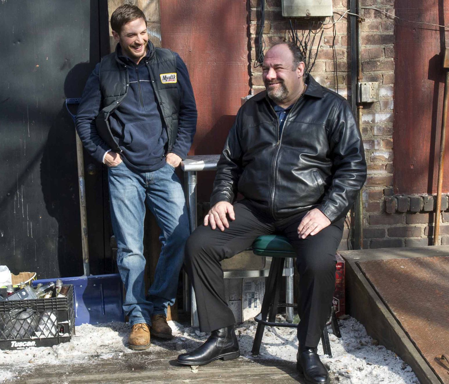 Tom Hardy and James Gandolfini hang out in The Drop