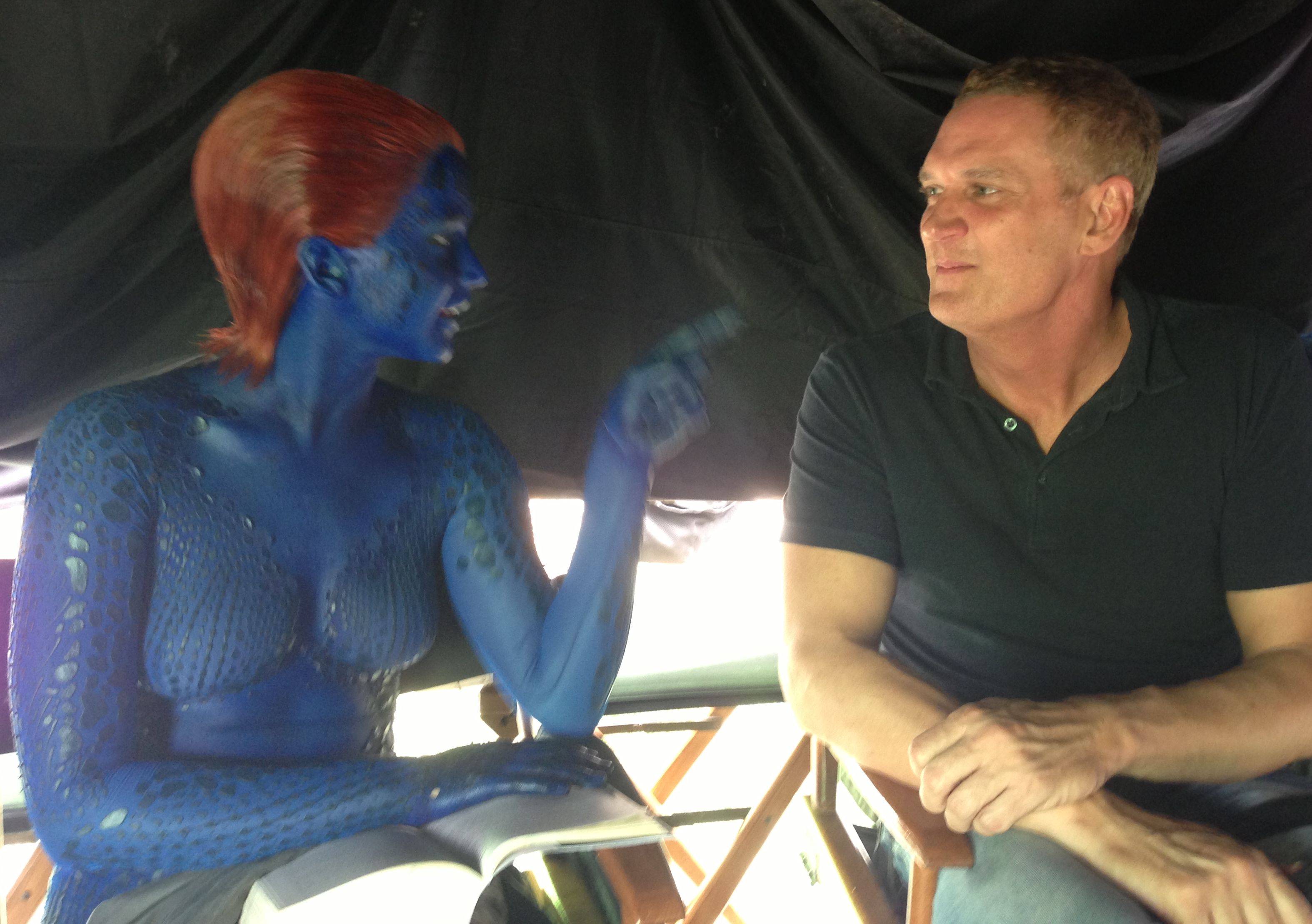 Jennifer Lawrence just sitting around on the X-Men: Days of 
