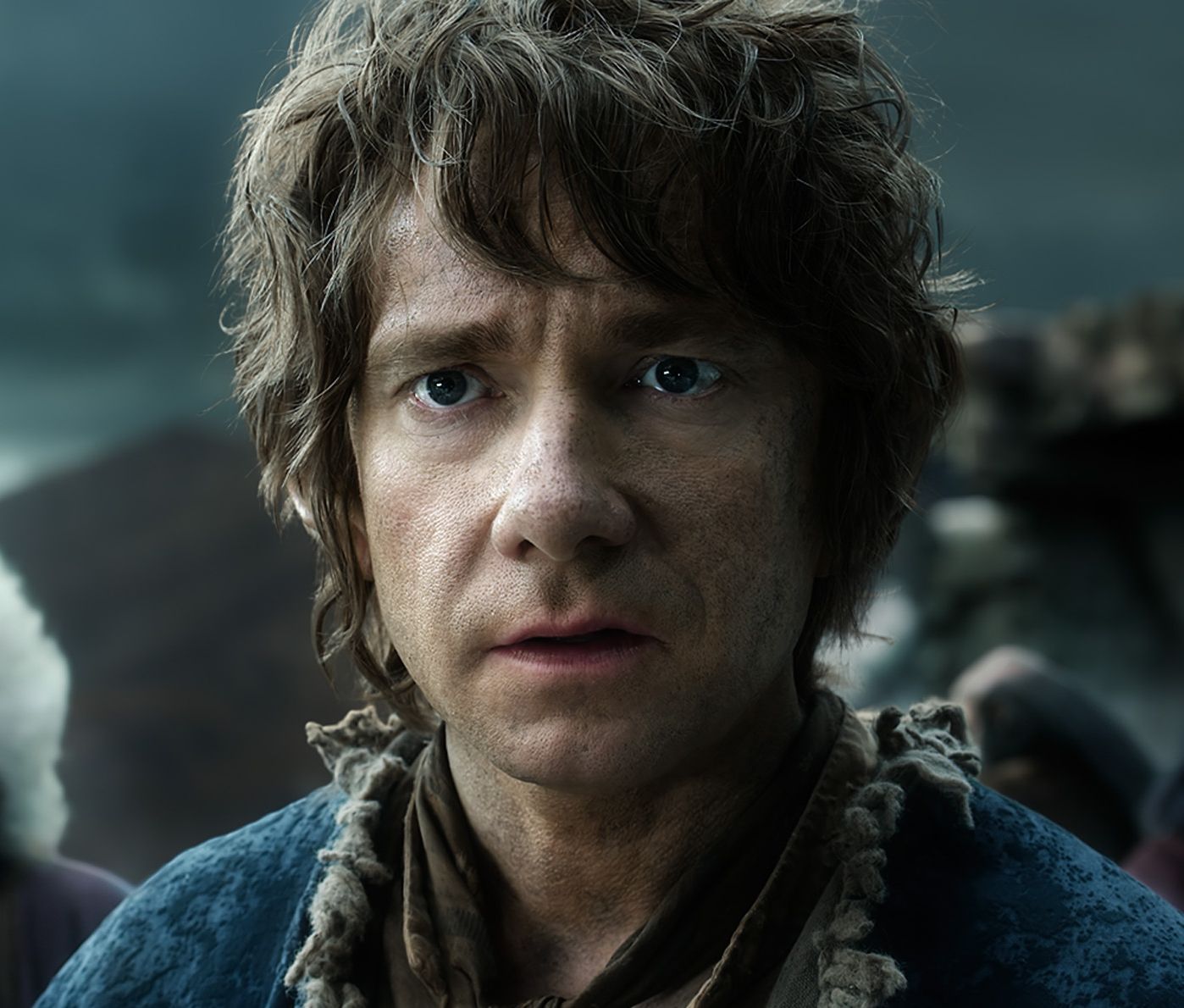 Close-up of Martin Freeman as Bilbo Baggins in The Battle of
