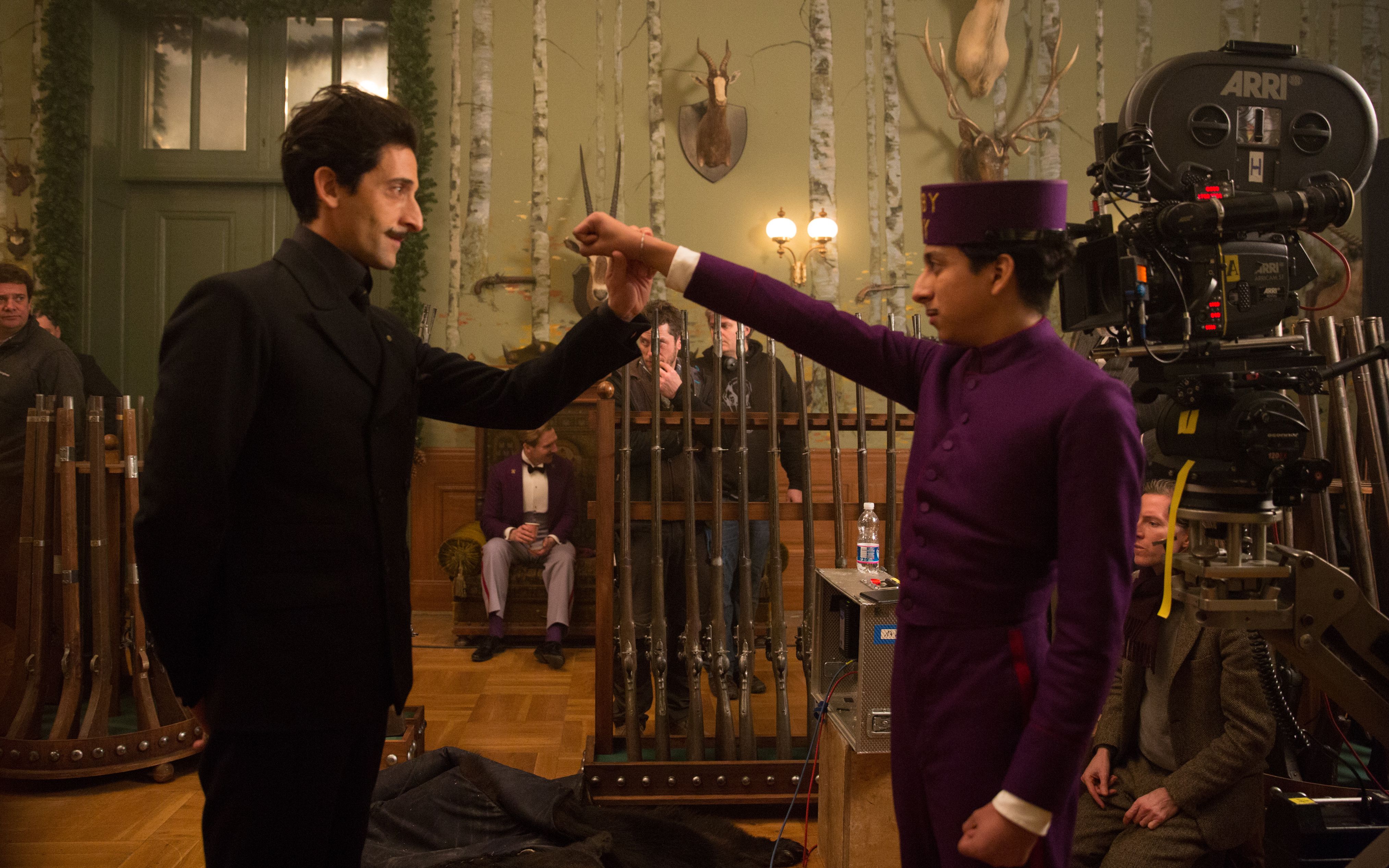 Adrien Brody and Tony Revolori on the set of The Grand Budap