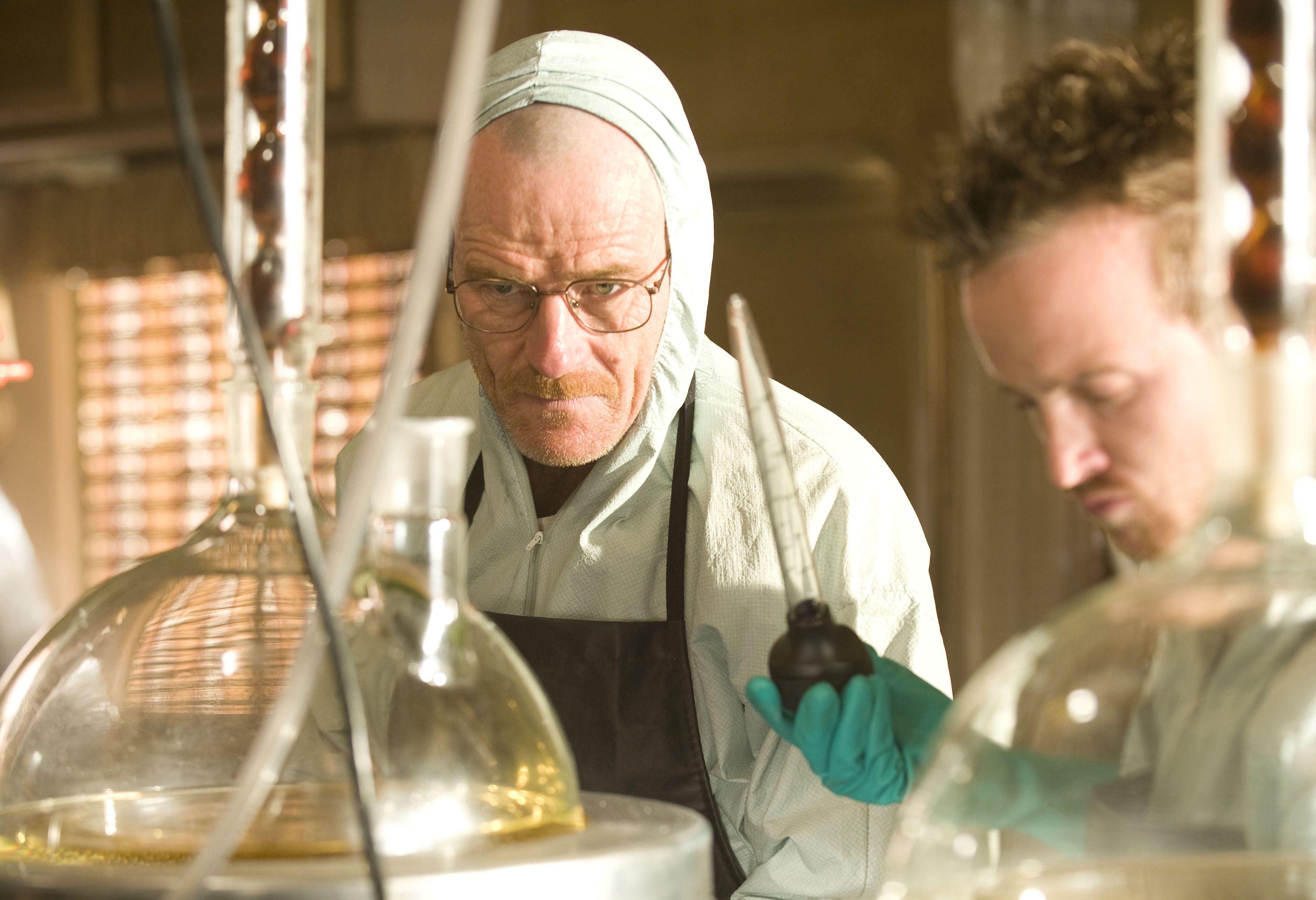 Walter White and Jesse Pinkman in the lab