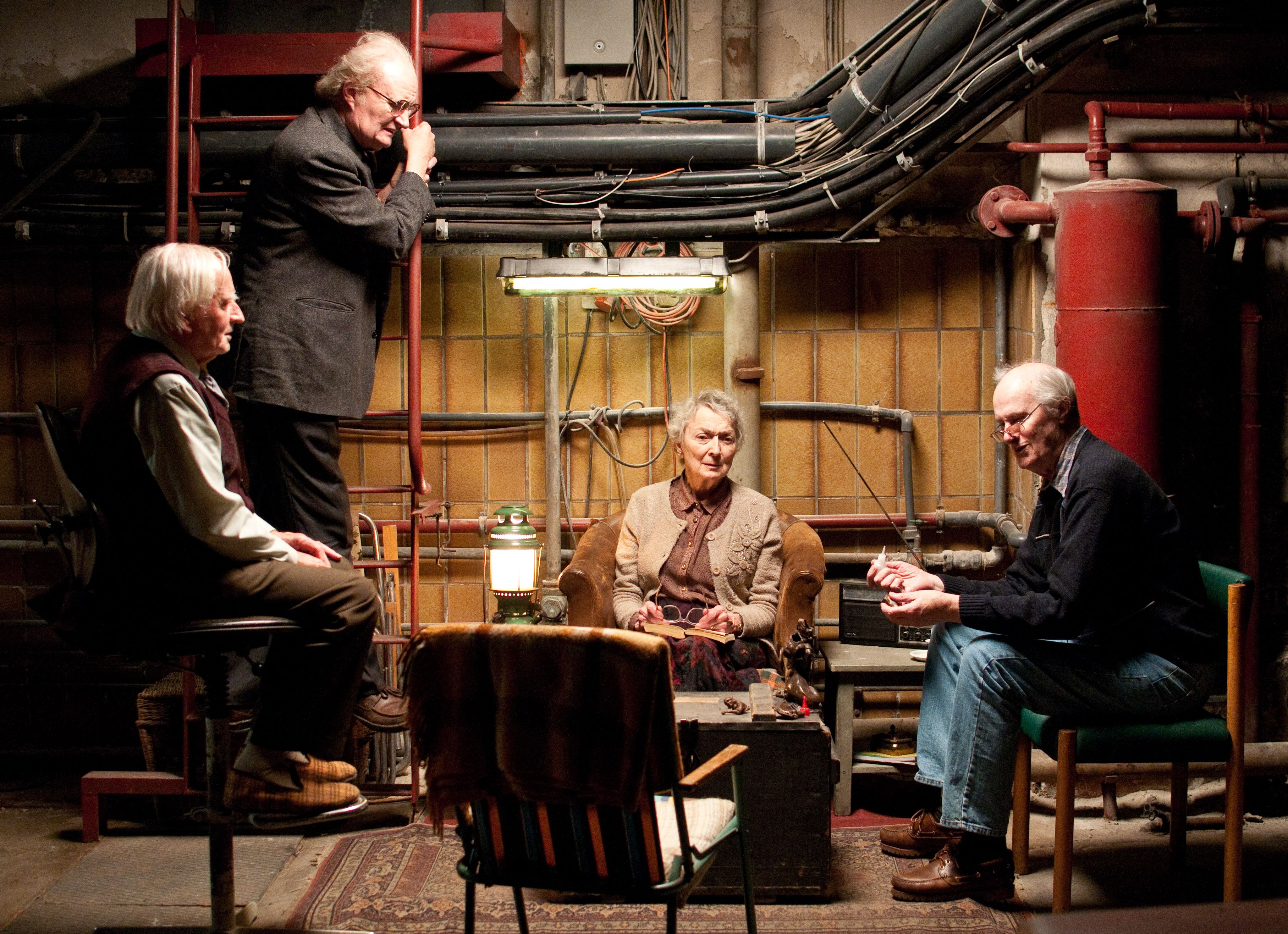 Jim Broadbent and the elderly have a meeting in Cloud Atlas