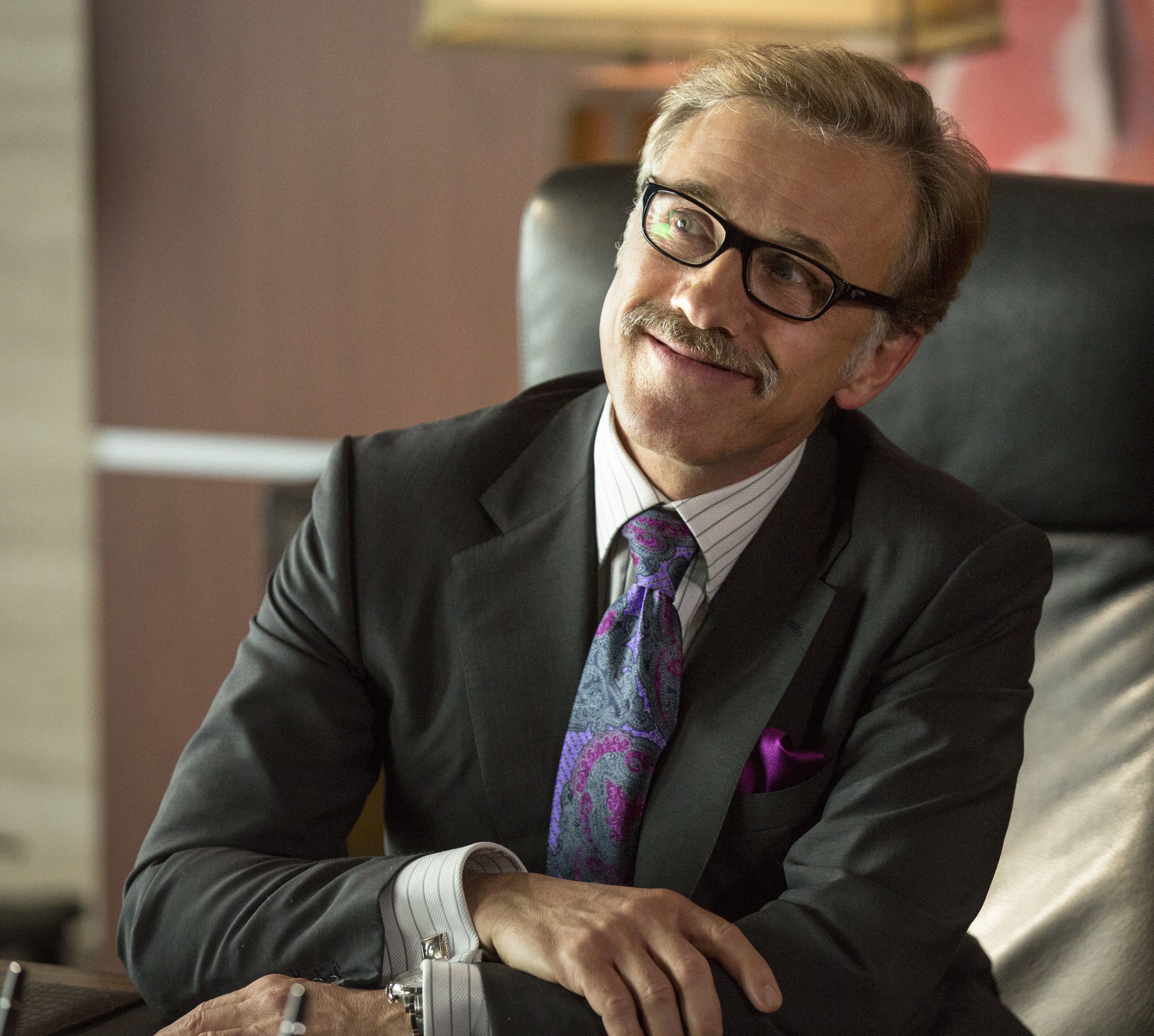 Christoph Waltz as a Horrible Boss with mustache