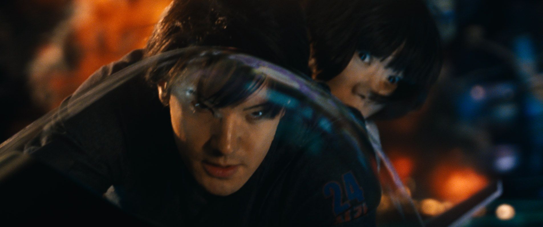 Asian Jim Sturgess and Doona Bae in sky scene Cloud Atlas