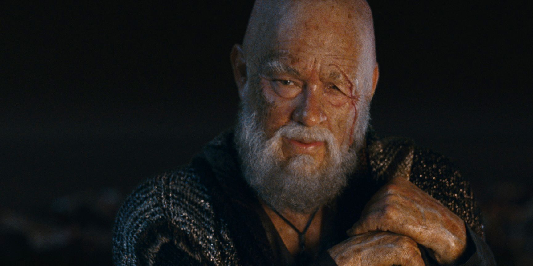 Tom Hanks as old man with crooked eye in Cloud Atlas