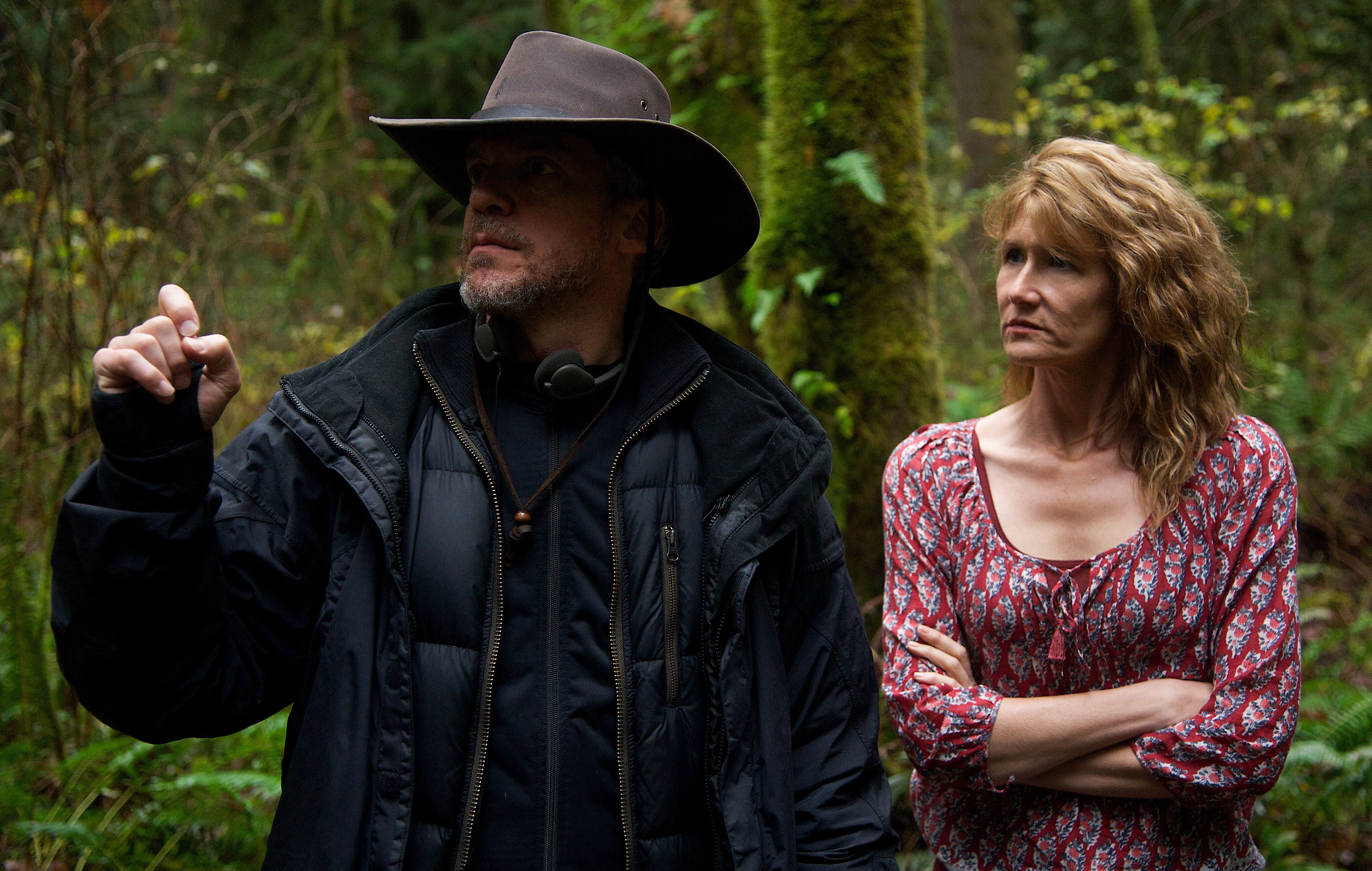 Director Jean-Marc Vallée and Laura Dern on the set of Wild