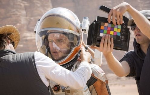 Matt Damon behind the scenes of The Martian