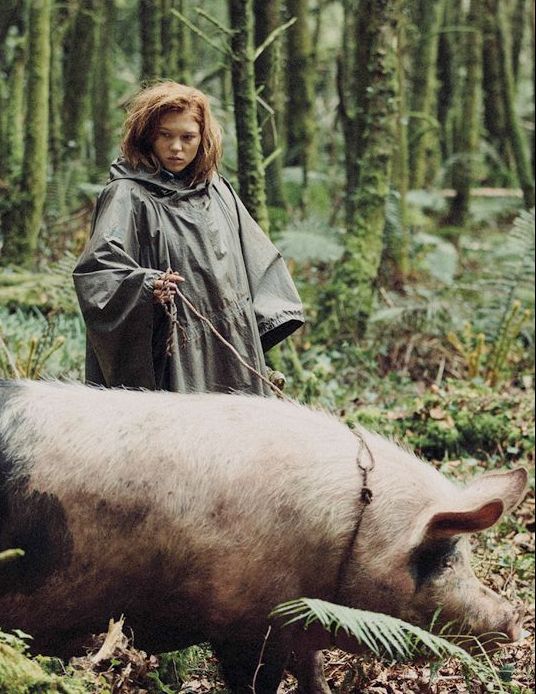 Léa Seydoux with big pig in The Lobster