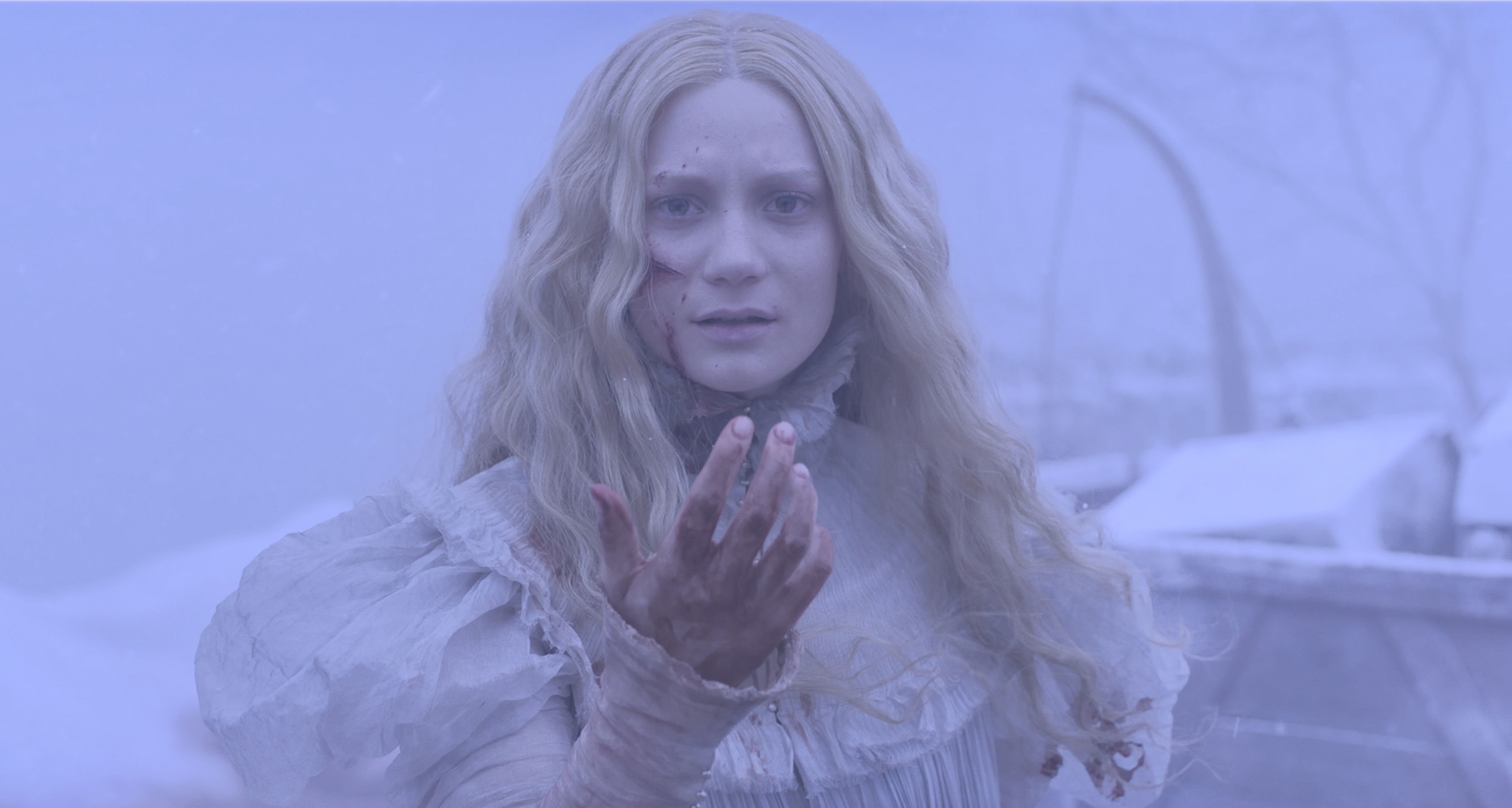 Mia Wasikowska with bloody hand in Del Toro&#039;s Crimson Peak