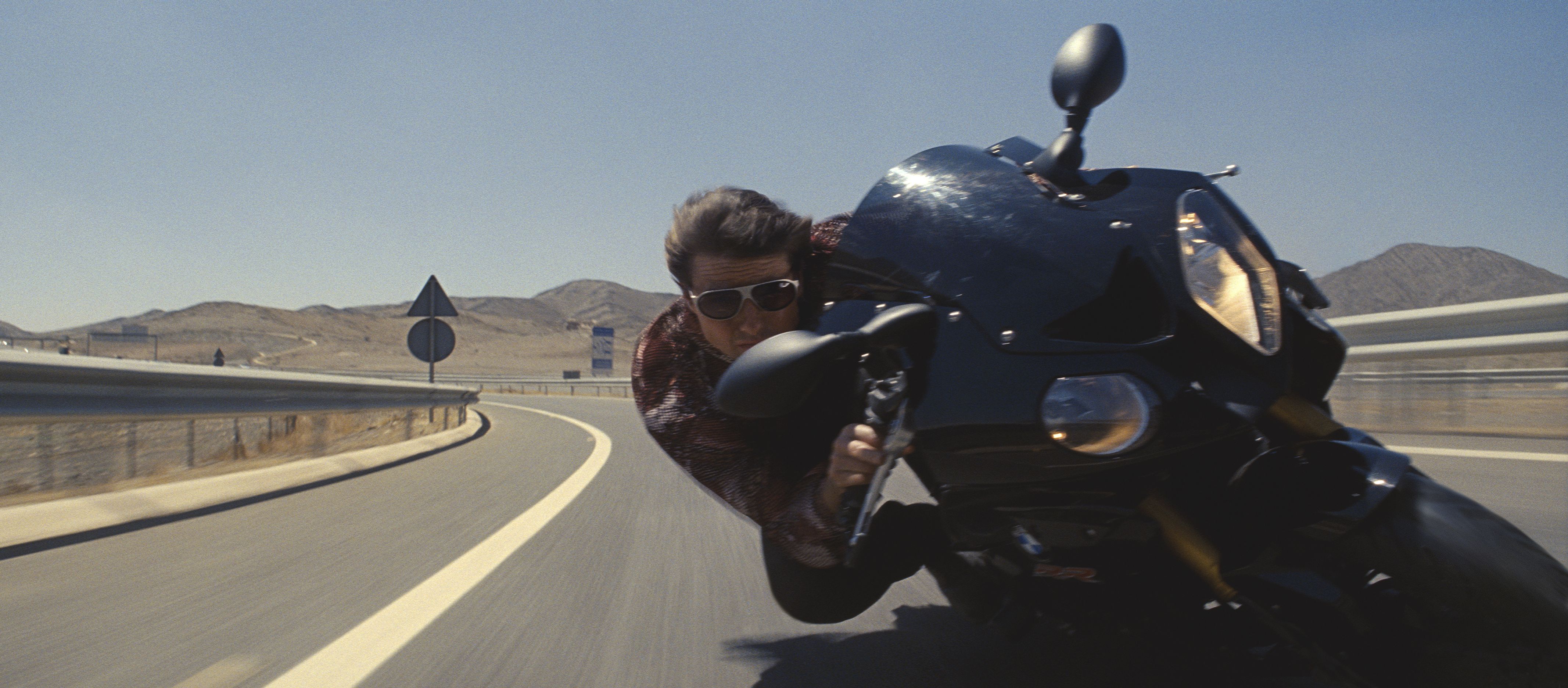 Tom Cruise on Bike close-up