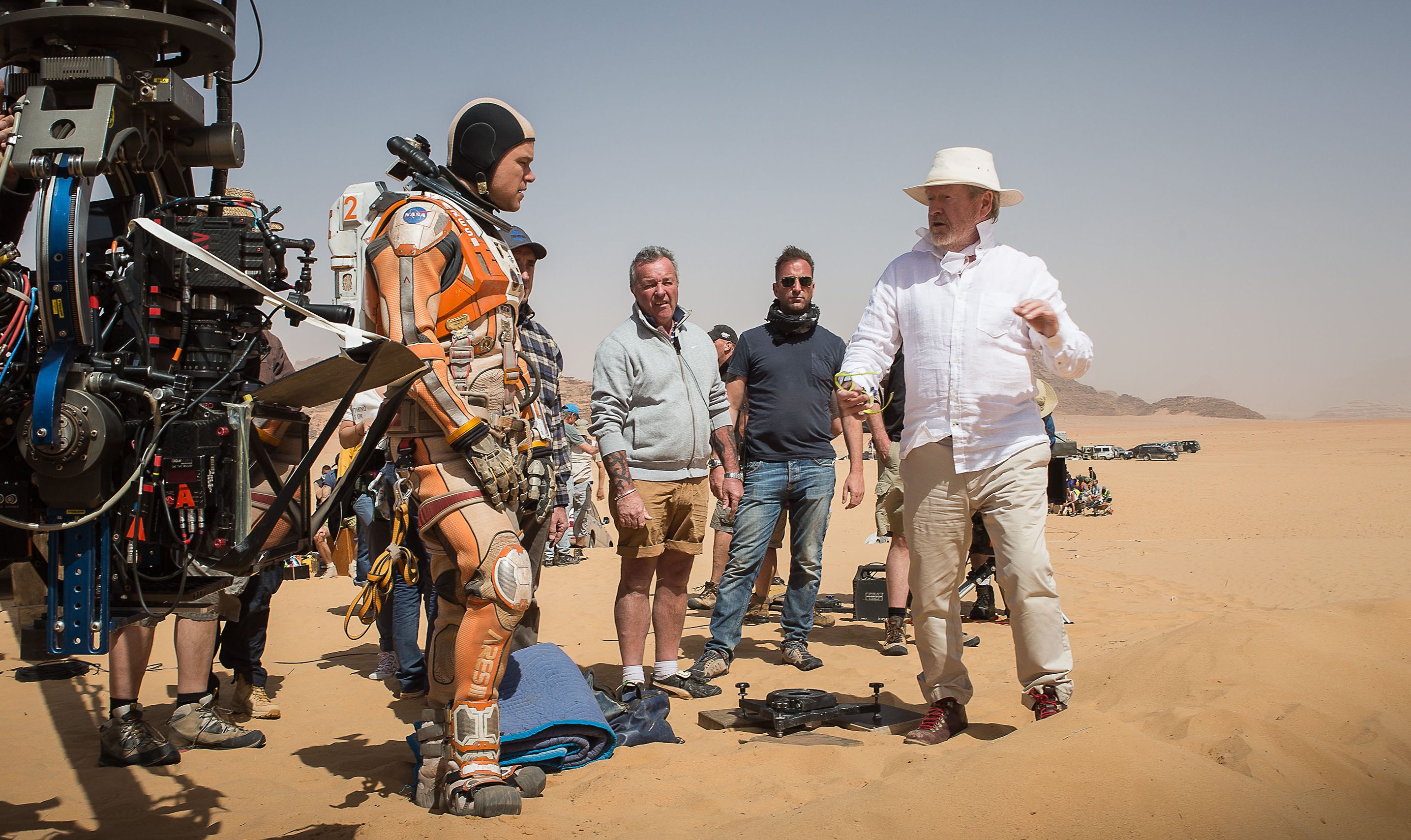 Ridley Scott on the set of The Martian