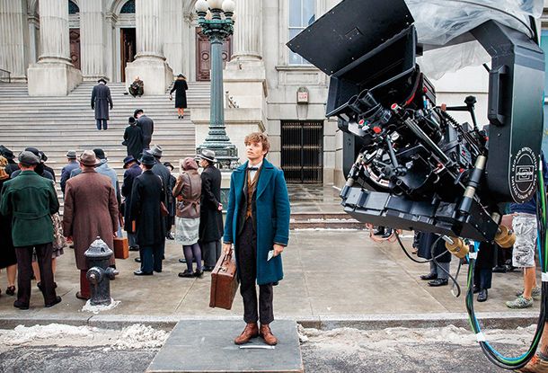 Eddie Redmayne on the set of 'Fantastic Beasts and Where to 