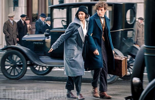 Katherine Waterston and Eddie Redmayne on the street in 'Fan