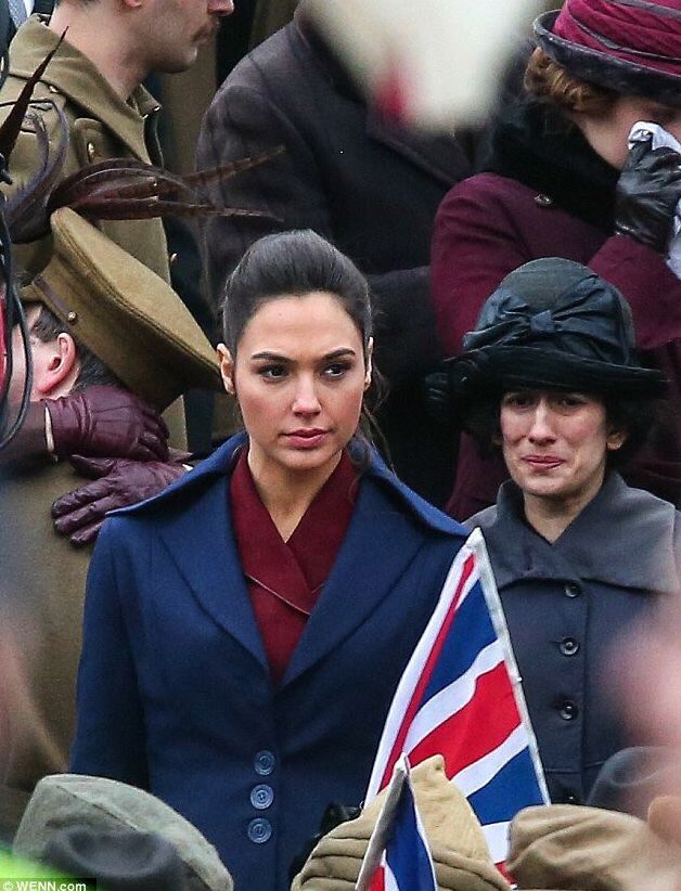 Gal Gadot at World War I Rally in Wonder Woman set photo