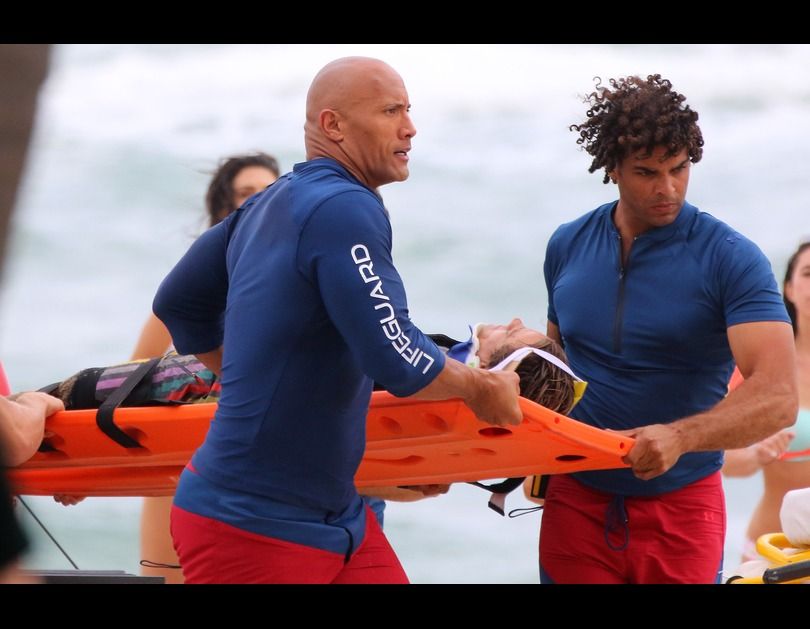 Dwayne Johnson as Mitch Buchannon set photo