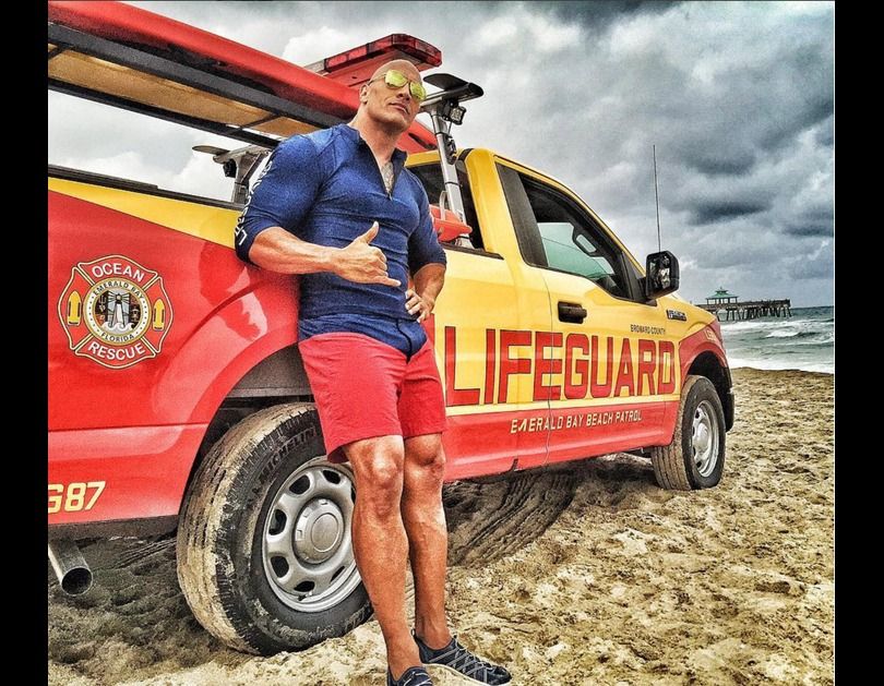 Dwayne Johnson as Mitch Buchannon set photo