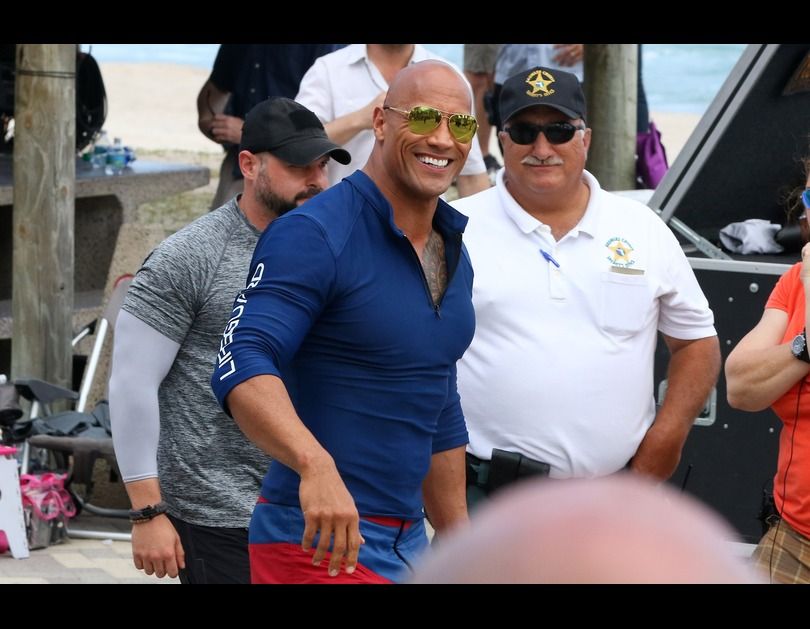 Dwayne Johnson as Mitch Buchannon set photo