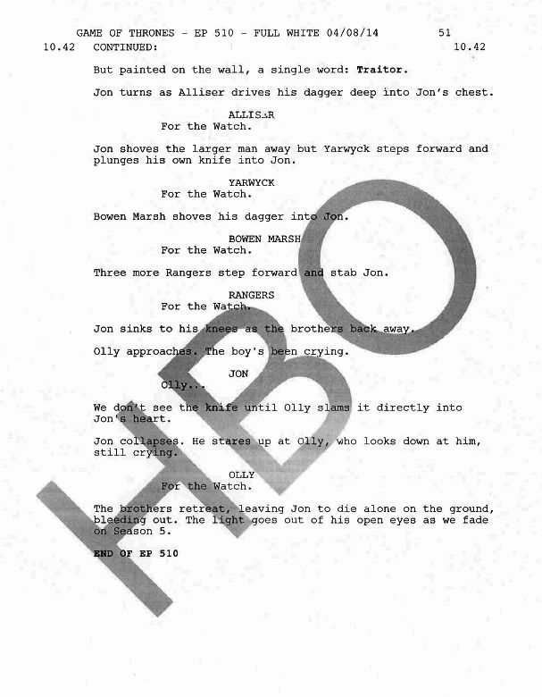 Jon Snow&#039;s death script page 3