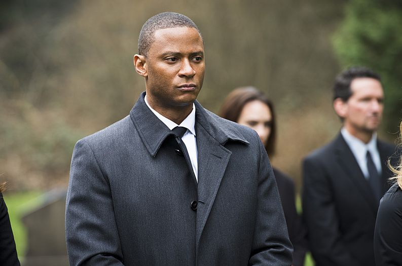 John Diggle at Laurel Lance's funeral