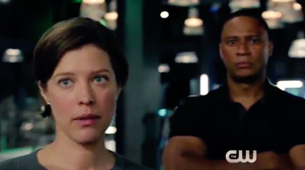 Lyla &amp; John Diggle in Arrow lair