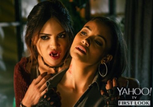 Eiza Gonzalez as Santanico Pandemonium and Gabrielle Walsh a