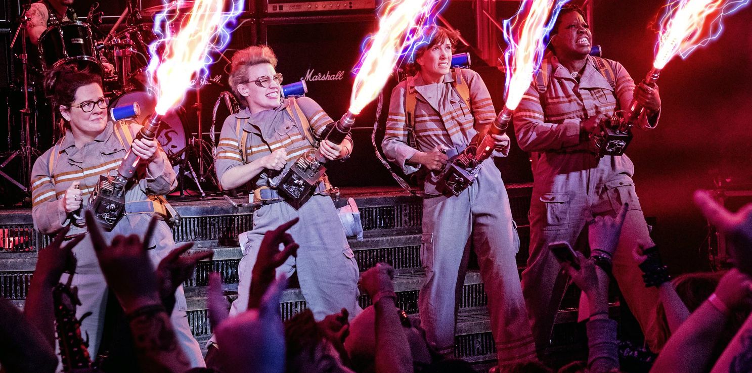 Melissa McCarthy, Kate McKinnon, Kristen Wiig, and Leslie Jones in "Ghostbusters"