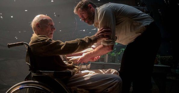 Patrick Stewart and Hugh Jackman in "Logan"