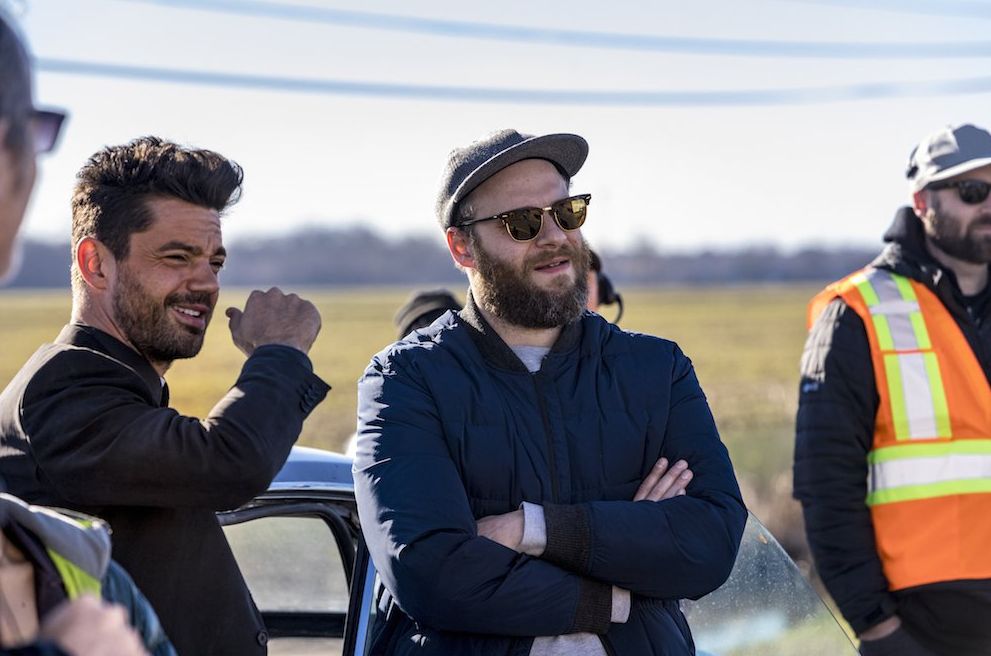 Dominic Cooper and Seth Rogan on the Set of Preacher